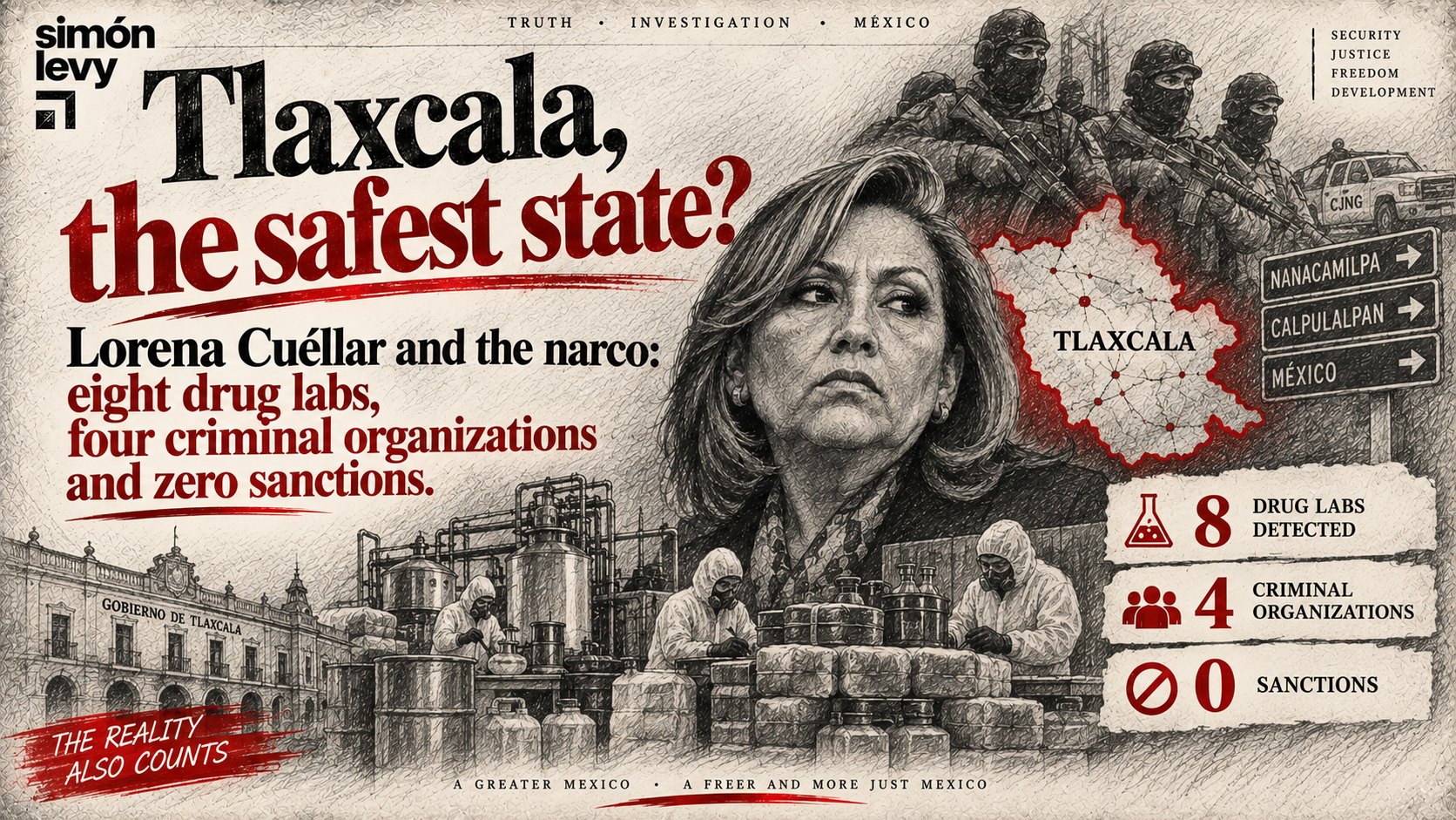 Tlaxcala, the safest state? Lorena Cuéllar and the narco: eight drug labs, four criminal organizations and zero sanctions. Simón Levy.